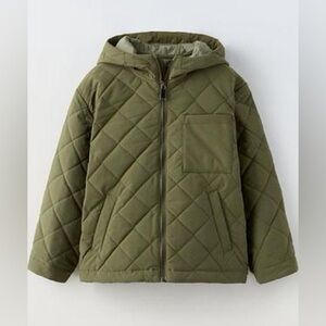 Zara Kids Green Quilted Puffer Jacket